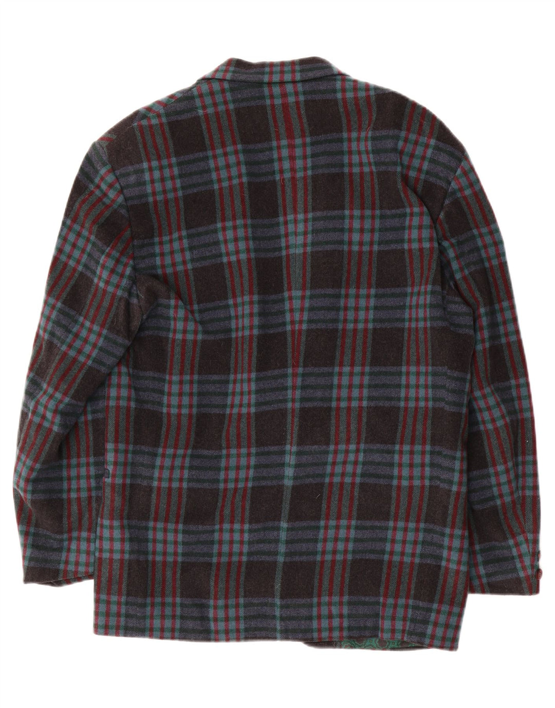 Винтажный мужской пиджак на 2 пуговицах IT 48, средний темно-синий в клетку, шерстяной