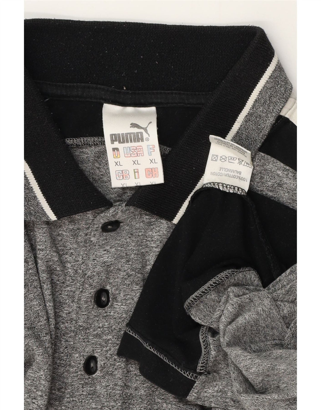 Мужская рубашка-поло PUMA XL, серая, хлопок с цветными блоками