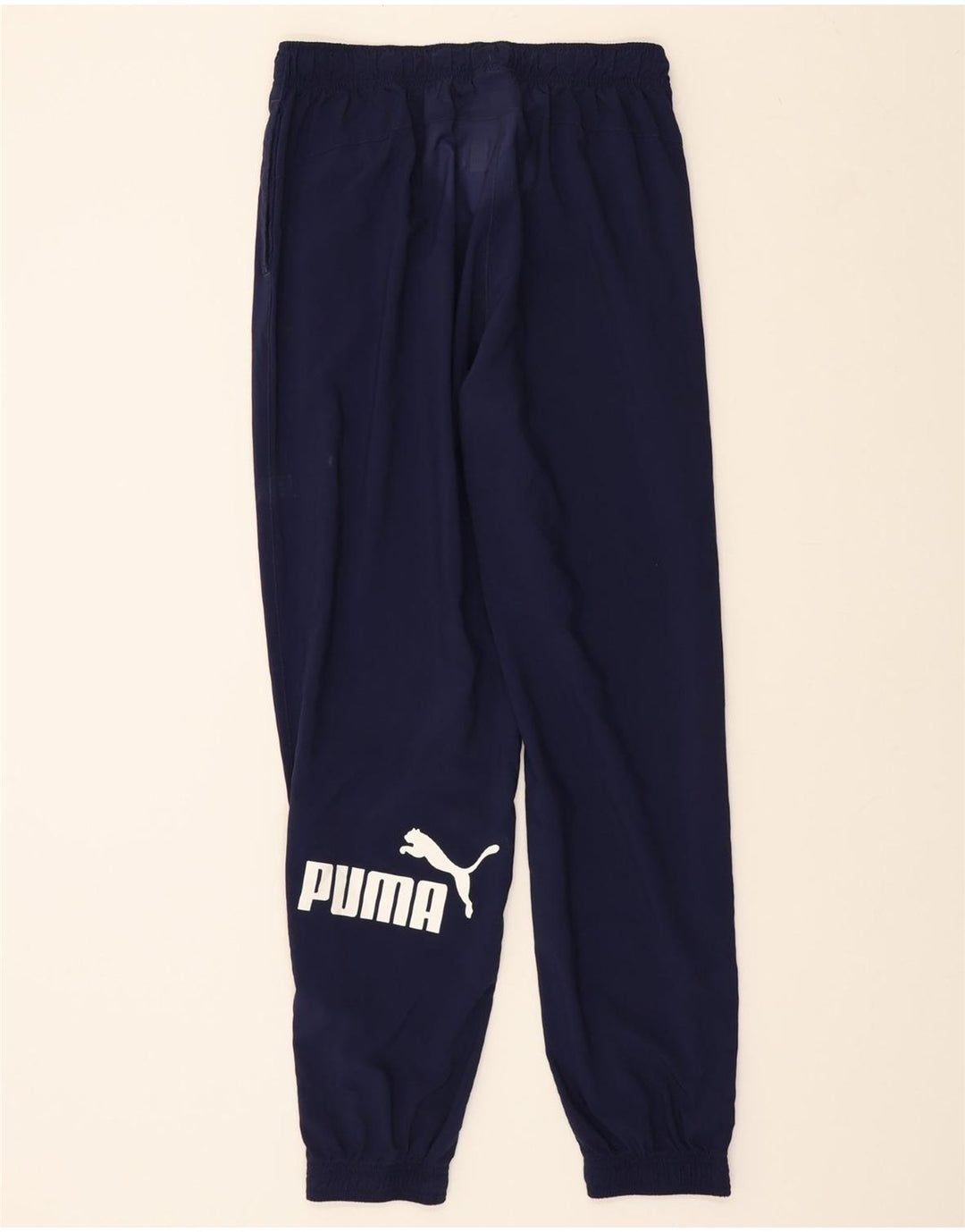 PUMA Mens Graphic Tracksuit Trousers Joggers Large  Navy Blue Polyester Vintage Puma and Second-Hand Puma from Messina Hembry 