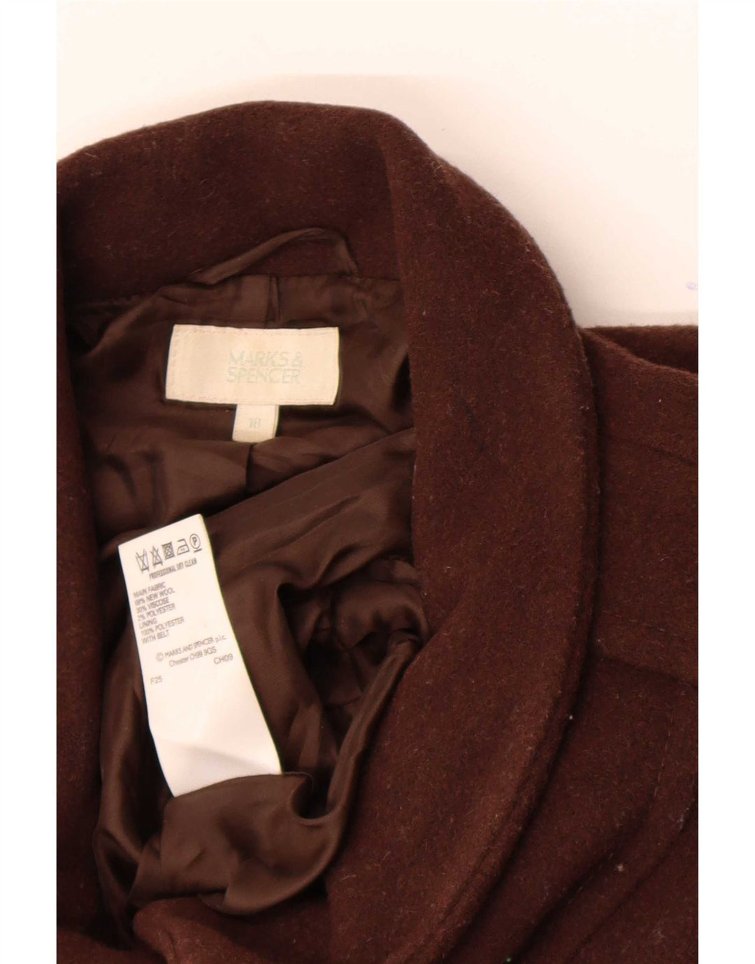 Женское пальто Marks & Spencer UK 18 XL, коричневое, новое шерстяное