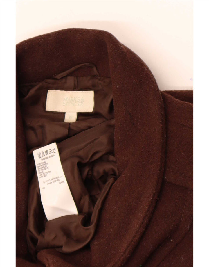 Женское пальто Marks & Spencer UK 18 XL, коричневое, новое шерстяное
