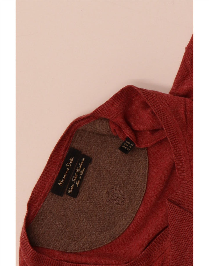 Мужской джемпер с v-образным вырезом Massimo Dutti XL, красный хлопок