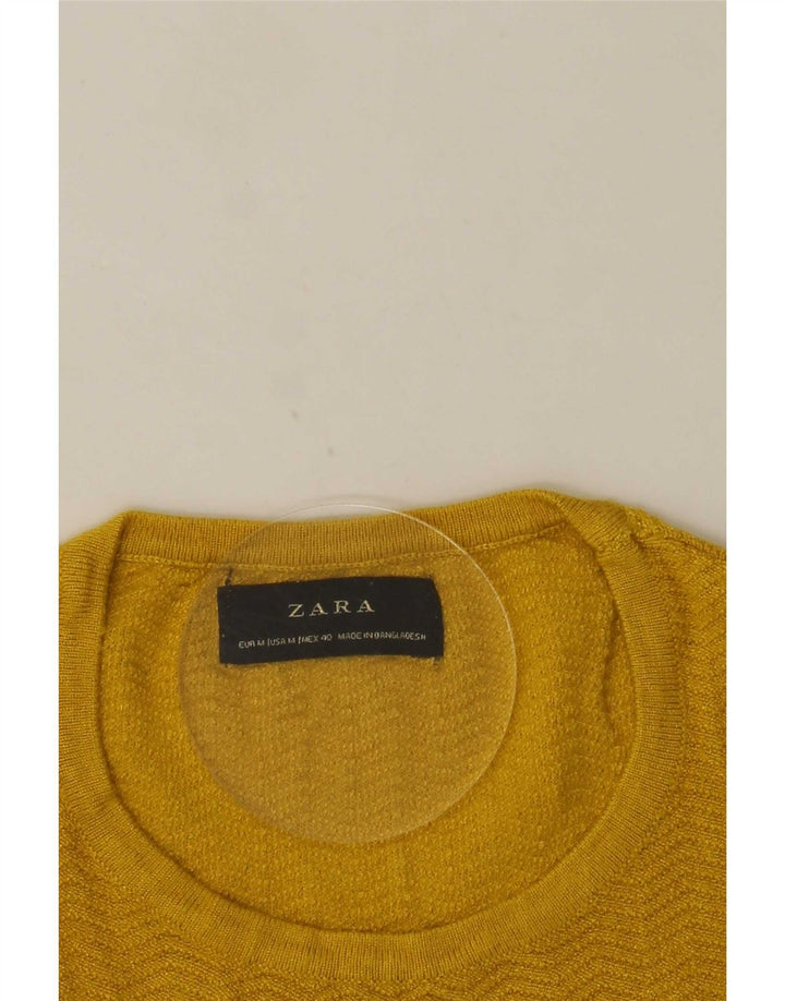 Мужской джемпер с круглым вырезом Zara, средний желтый цвет