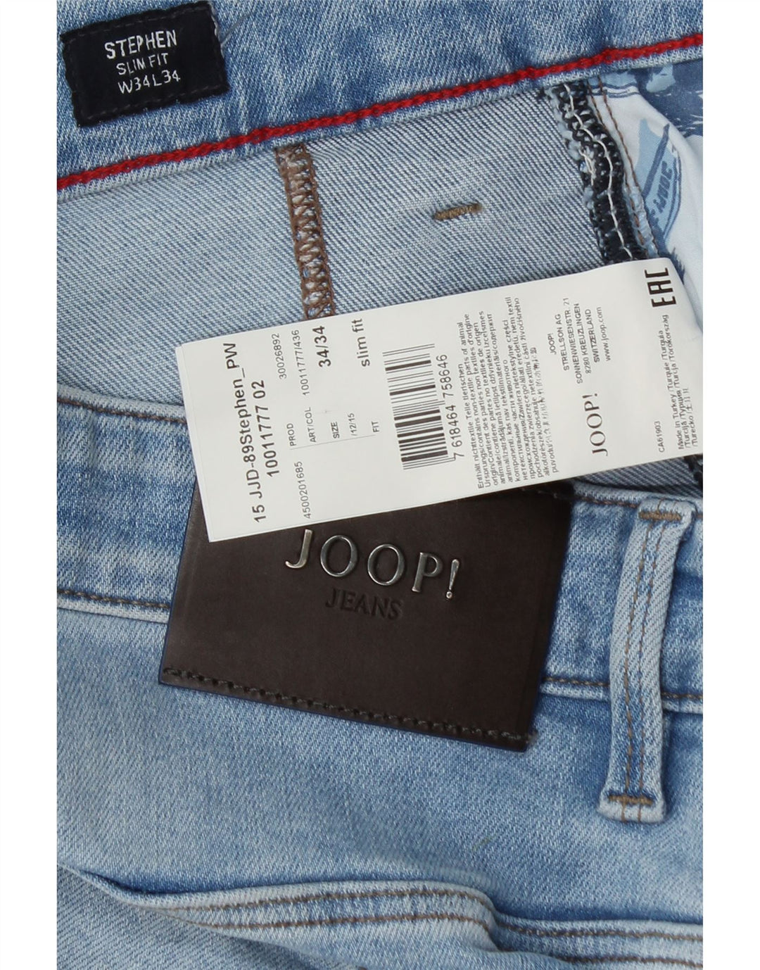 Мужские джинсы Joop Stephen Slim W34 L32, синий хлопок