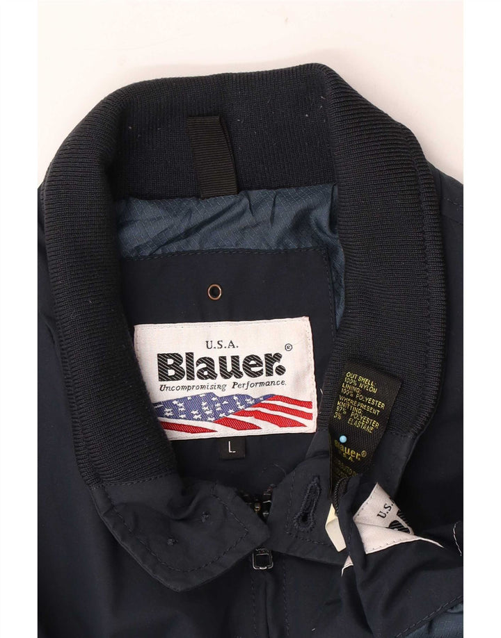 Мужская куртка-бомбер Blauer UK 40, большая, темно-синяя, нейлон