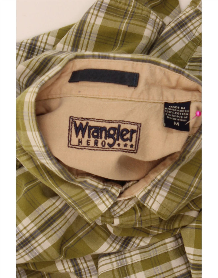 Мужская рубашка с коротким рукавом Wrangler, хлопковая клетка среднего зеленого цвета
