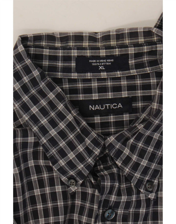 Мужская рубашка Nautica XL, темно-синяя клетка, хлопок