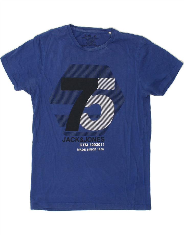 JACK & JONES Mens Graphic T-Shirt Top Large Blue Vintage Jack & Jones and Second-Hand Jack & Jones from Messina Hembry 