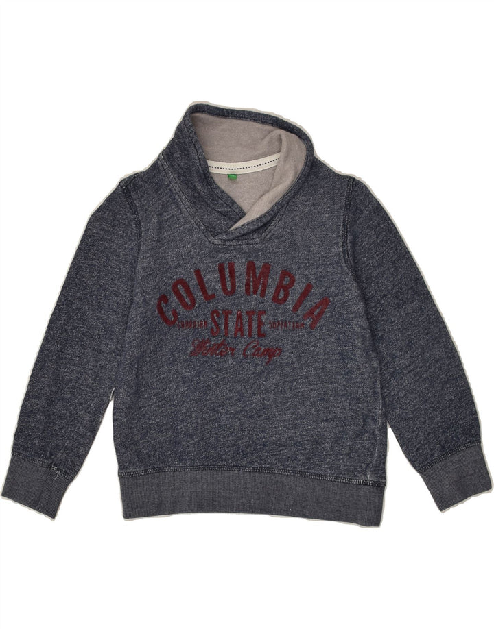 BENETTON Boys Graphic Shawl Neck Sweatshirt Jumper 4-5 Years Grey | Vintage Benetton | Thrift | Second-Hand Benetton | Used Clothing | Messina Hembry 