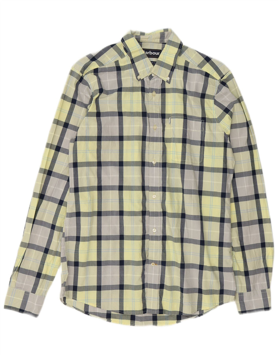 Мужская рубашка свободного кроя Barbour, хлопковая клетка среднего желтого цвета