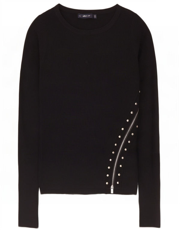 Женский топ с длинным рукавом Zara UK 12, средний черный