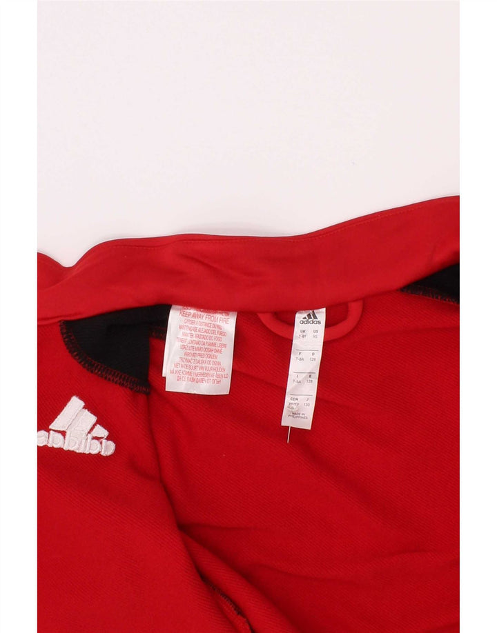 Спортивный костюм Adidas для мальчиков, верхняя куртка 7-8 лет, красный полиэстер с цветными блоками