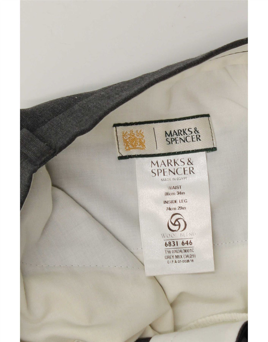 Мужские костюмные брюки Marks & Spencer W34 L29 серые из полиэстера