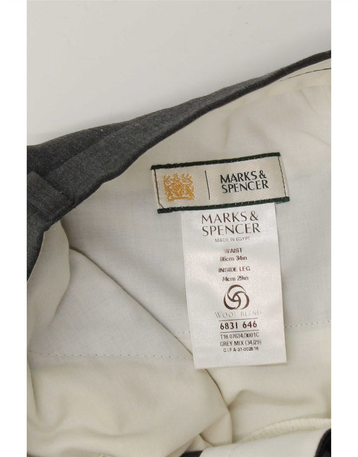 Мужские костюмные брюки Marks & Spencer W34 L29 серые из полиэстера