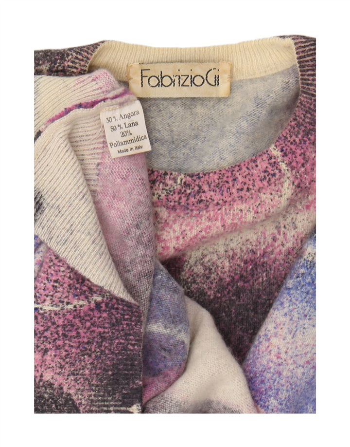 Винтажный женский джемпер с круглым вырезом, Великобритания, 16, большая разноцветная ангора