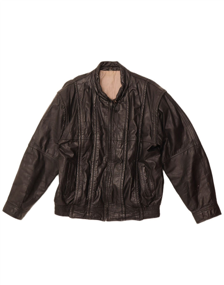 POINTERS Mens Leather Jacket UK 40 Large Black Leather