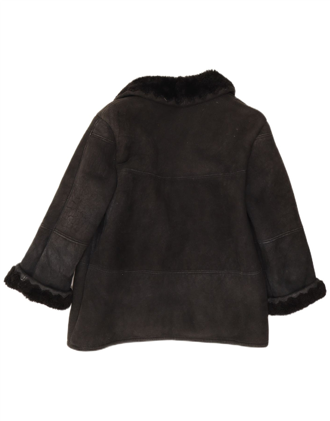 Винтажная женская короткая дубленка IT 44 Medium Black Shearling