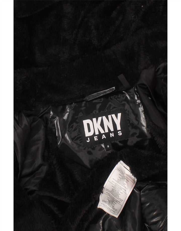 Стеганое пальто с капюшоном Dkny для девочек 3-4 лет, черный полиамид