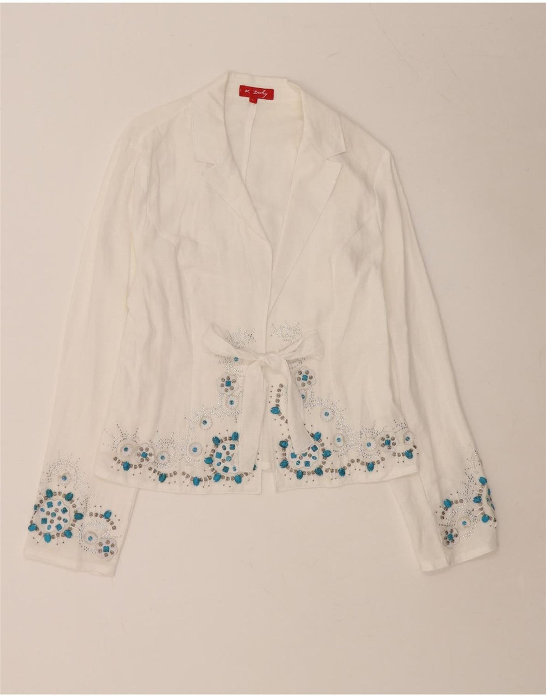 Женский кардиган DERBY UK 14, большой белый цветочный узор Ramie