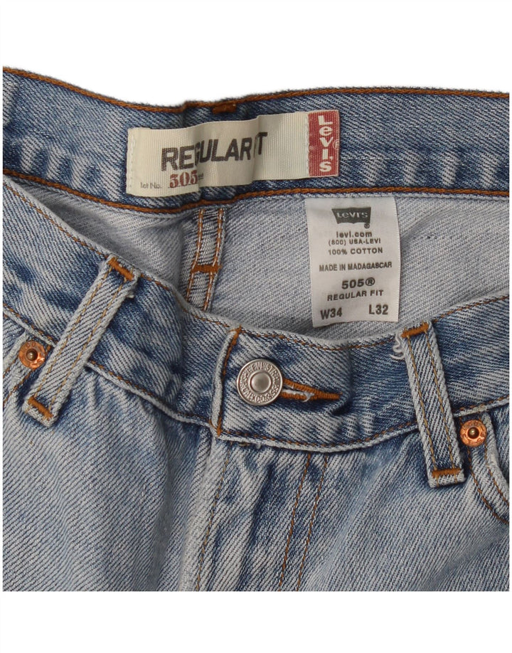 Мужские прямые джинсы LEVI'S 505 Regular Fit W34 L32 Синие, хлопок