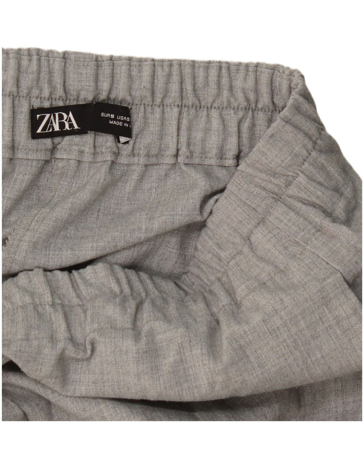 Женские прямые укороченные брюки Zara, маленькие W26 L24, серые