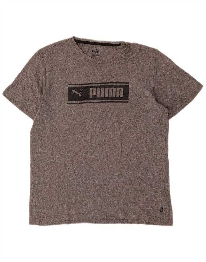 Мужская футболка с рисунком Puma, большой серый хлопок