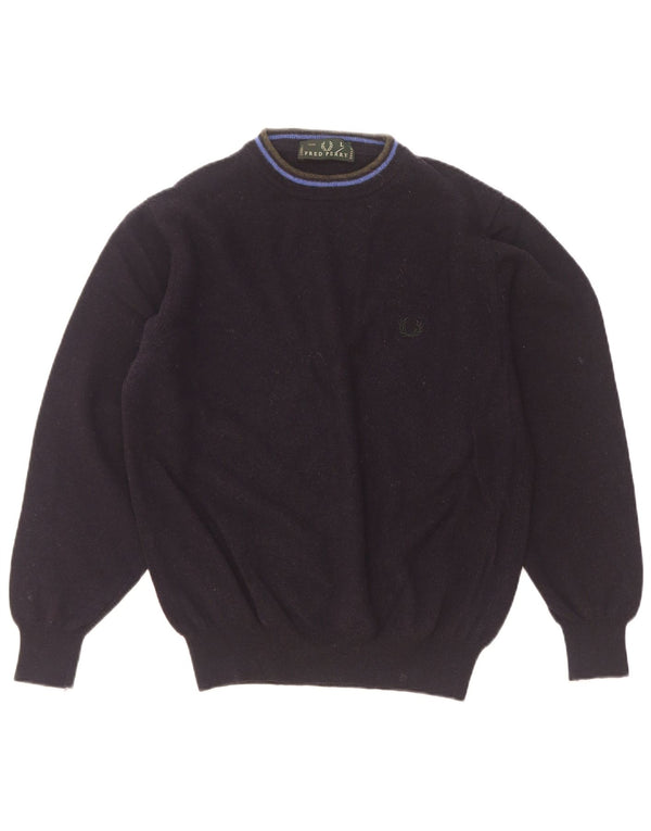 Женский джемпер с высоким воротником Fred Perry, большой темно-синий шерстяной свитер, Великобритания 16