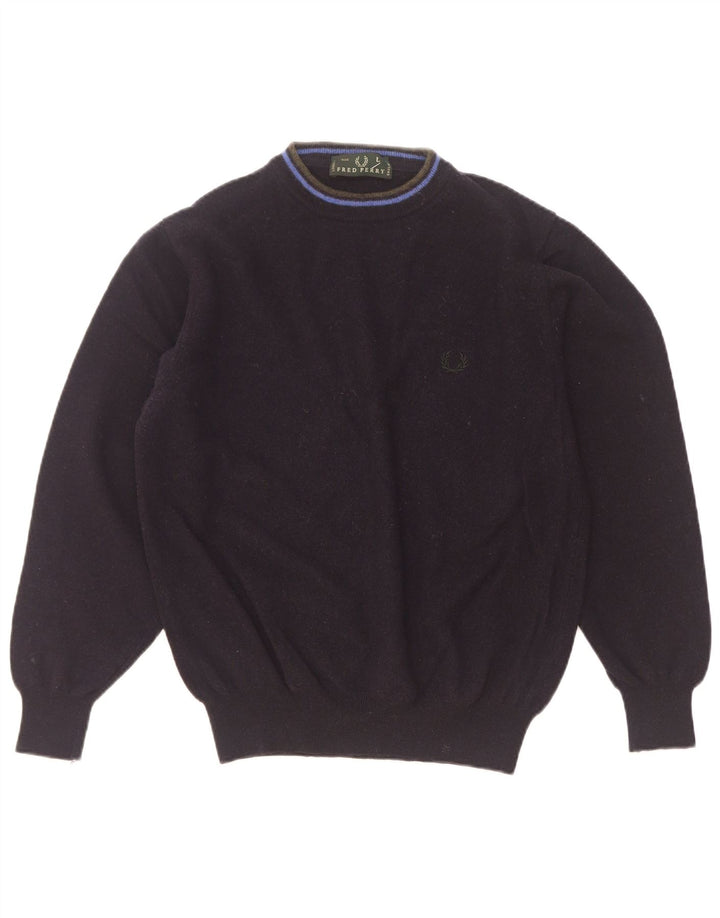 Женский джемпер с высоким воротником Fred Perry, большой темно-синий шерстяной свитер, Великобритания 16