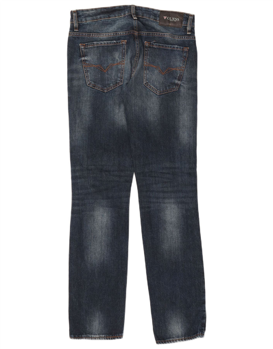 Guess Женские потертые узкие джинсы W30 L32 Синие хлопковые