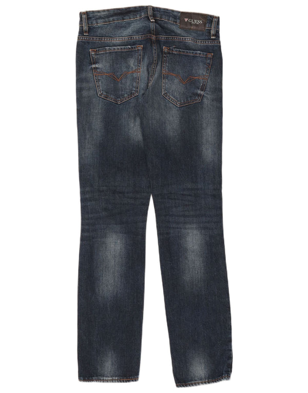 Guess Женские потертые узкие джинсы W30 L32 Синие хлопковые