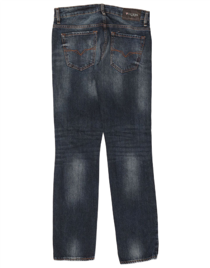 Guess Женские потертые узкие джинсы W30 L32 Синие хлопковые
