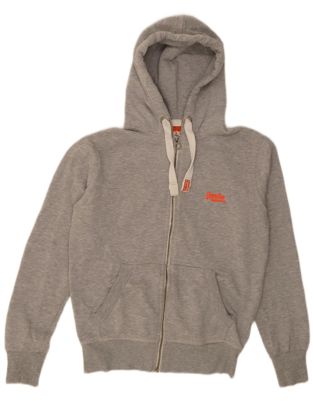 Мужской свитер с капюшоном на молнии Superdry, средний серый хлопок с крапинками