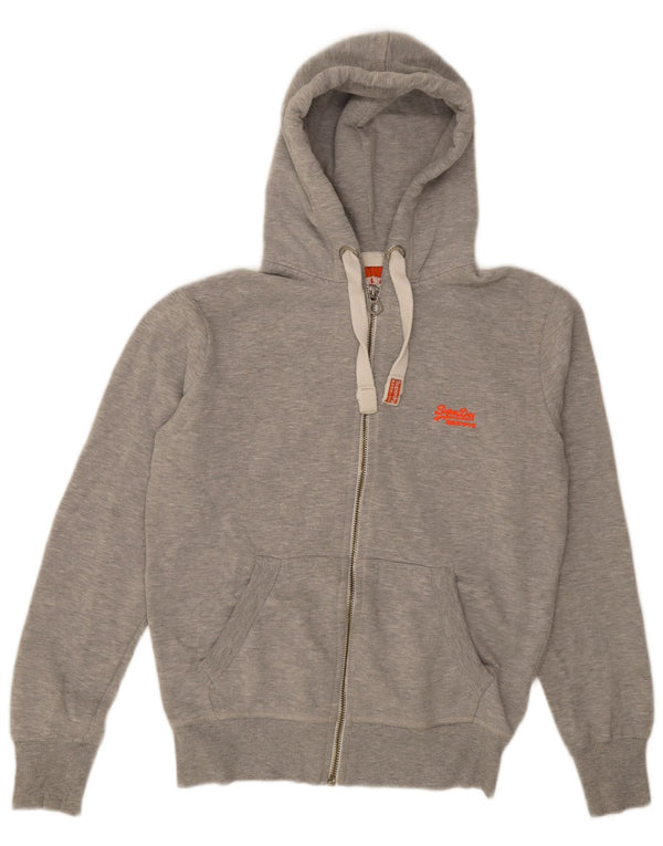 Мужской свитер с капюшоном на молнии Superdry, средний серый хлопок с крапинками