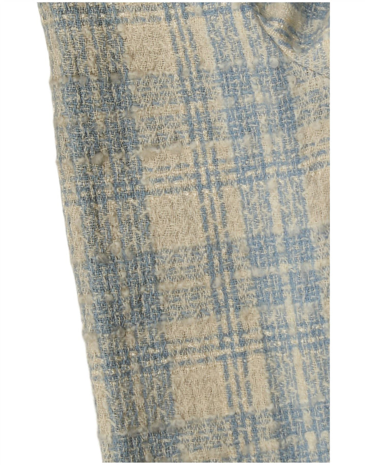 Винтажный женский пиджак на 3 пуговицах IT 42, хлопковый средний синий цвет в клетку