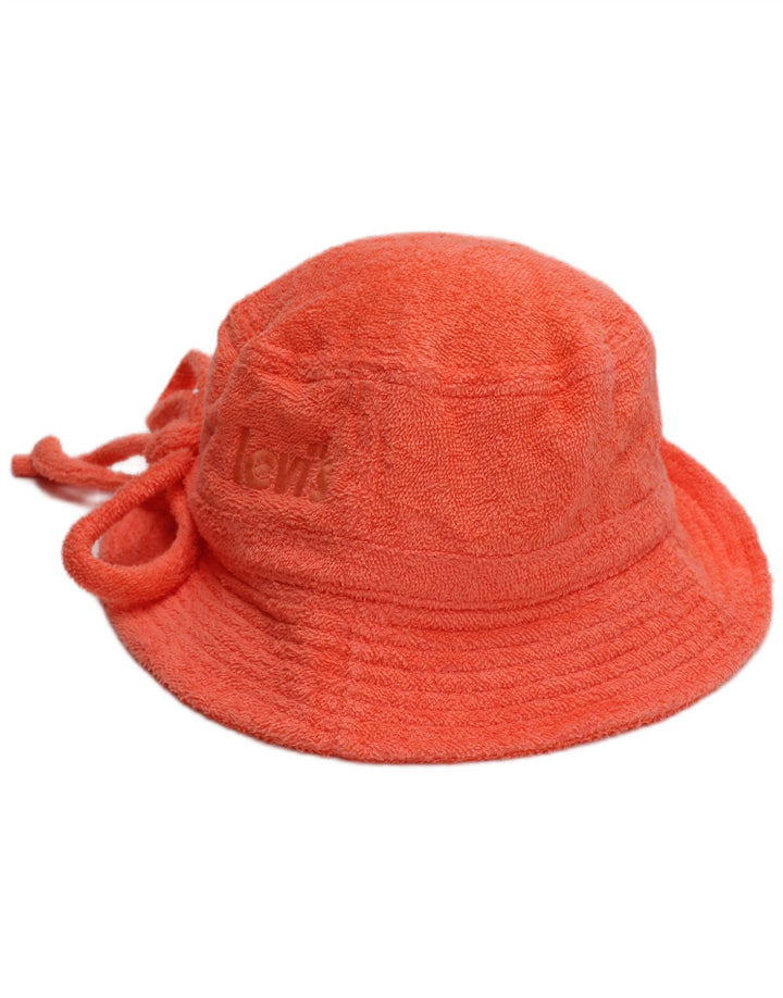 LEVI'S Womens Terry Cloth Graphic Bucket Hat Medium Orange Cotton Beach