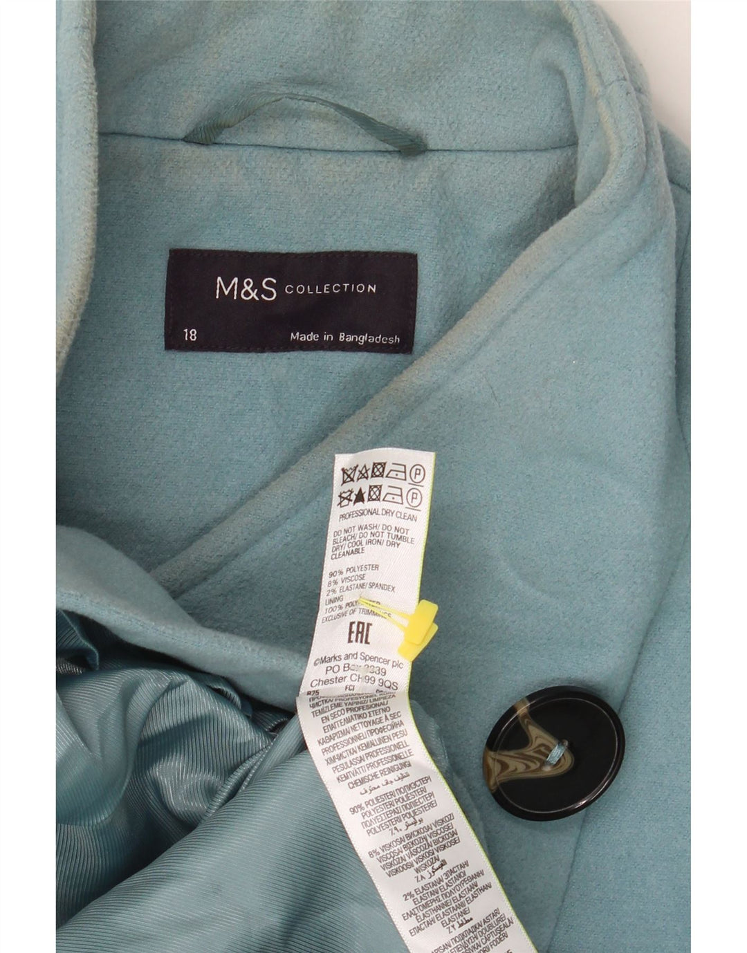 Женское пальто свободного кроя Marks & Spencer UK 18 XL, синее, полиэстер