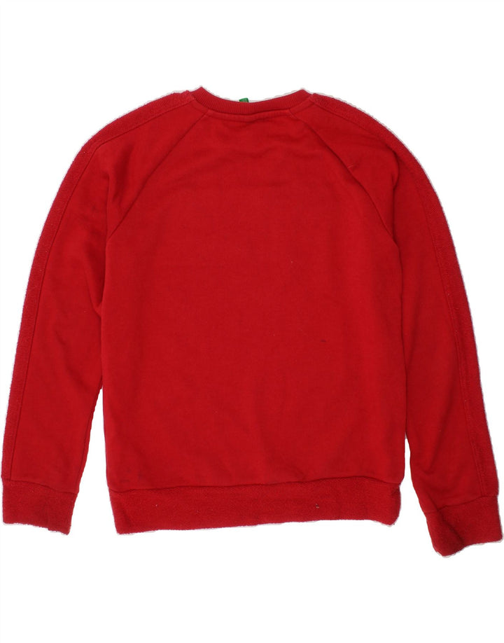 BENETTON Boys Graphic Sweatshirt Jumper 8-9 Years Large Red Polyester Vintage Benetton and Second-Hand Benetton from Messina Hembry 