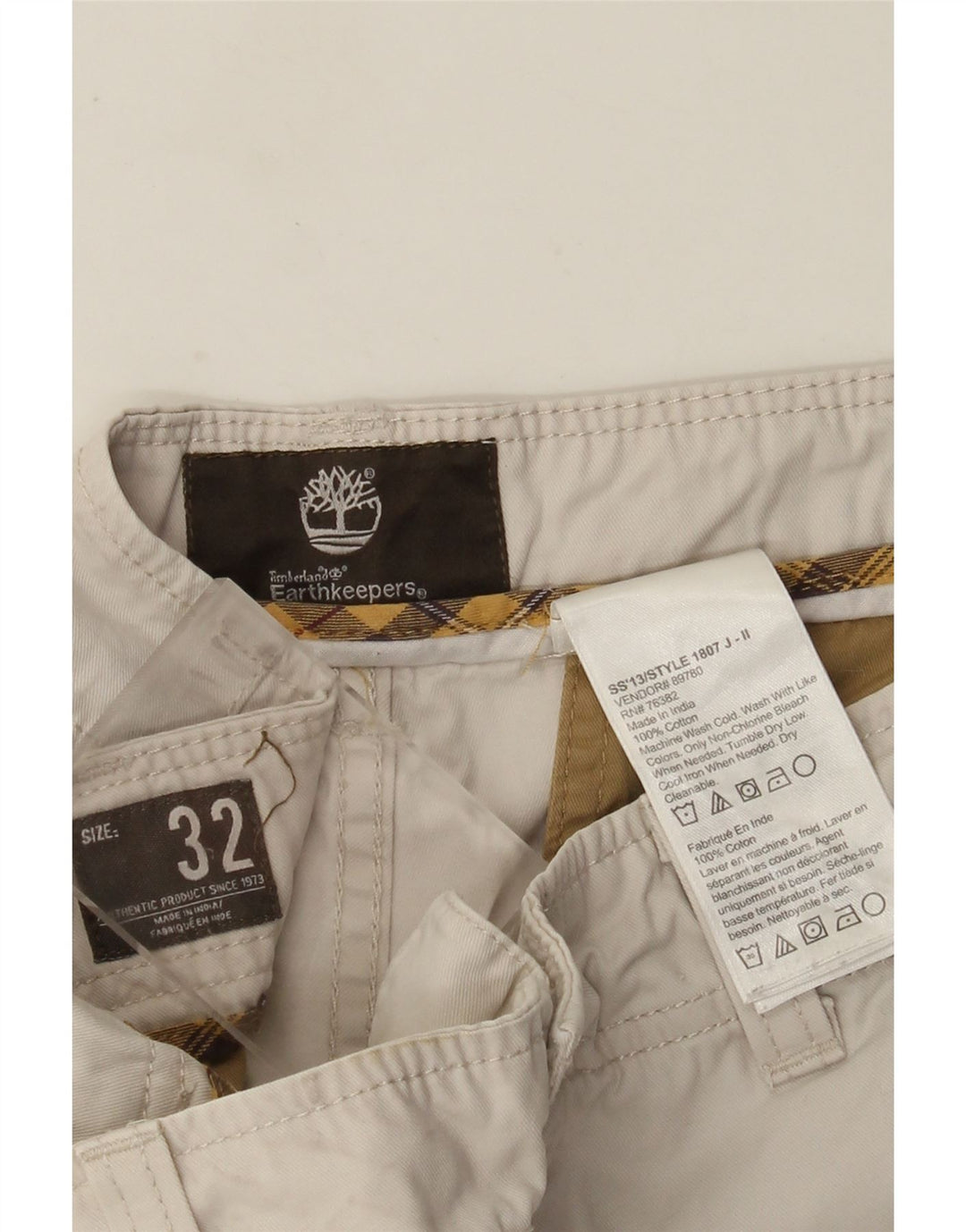 Мужские шорты чинос Timberland Earthkeepers W32, средний, бежевый, хлопок