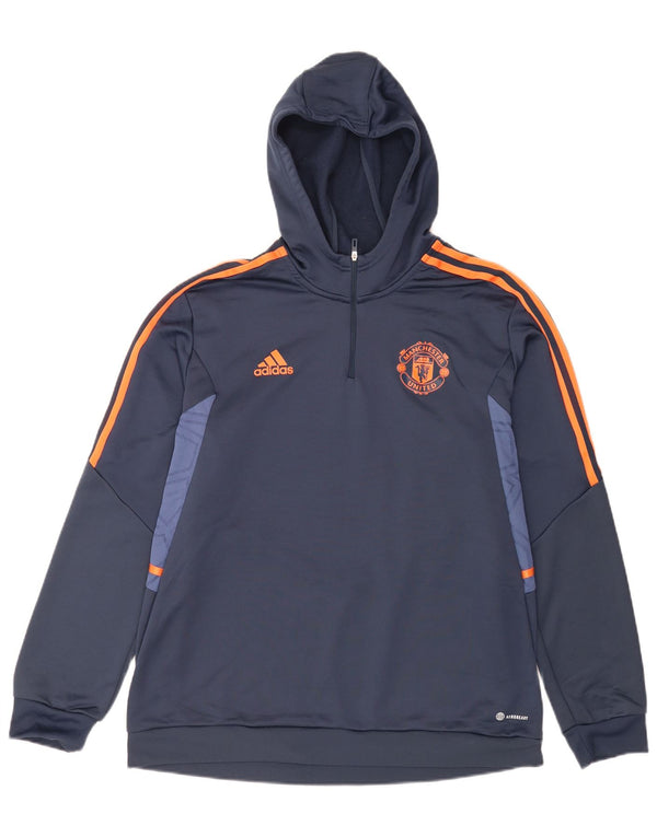 Мужской джемпер с капюшоном Adidas Manchester United XL темно-синий с цветными блоками