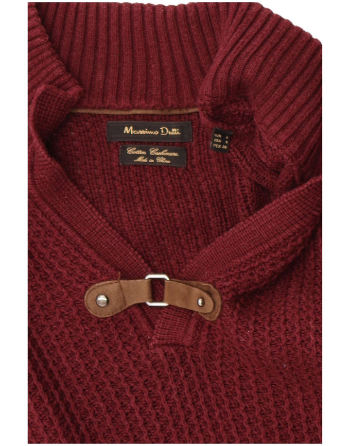 Мужской джемпер с высоким воротником Massimo Dutti, маленький бордовый хлопковый свитер