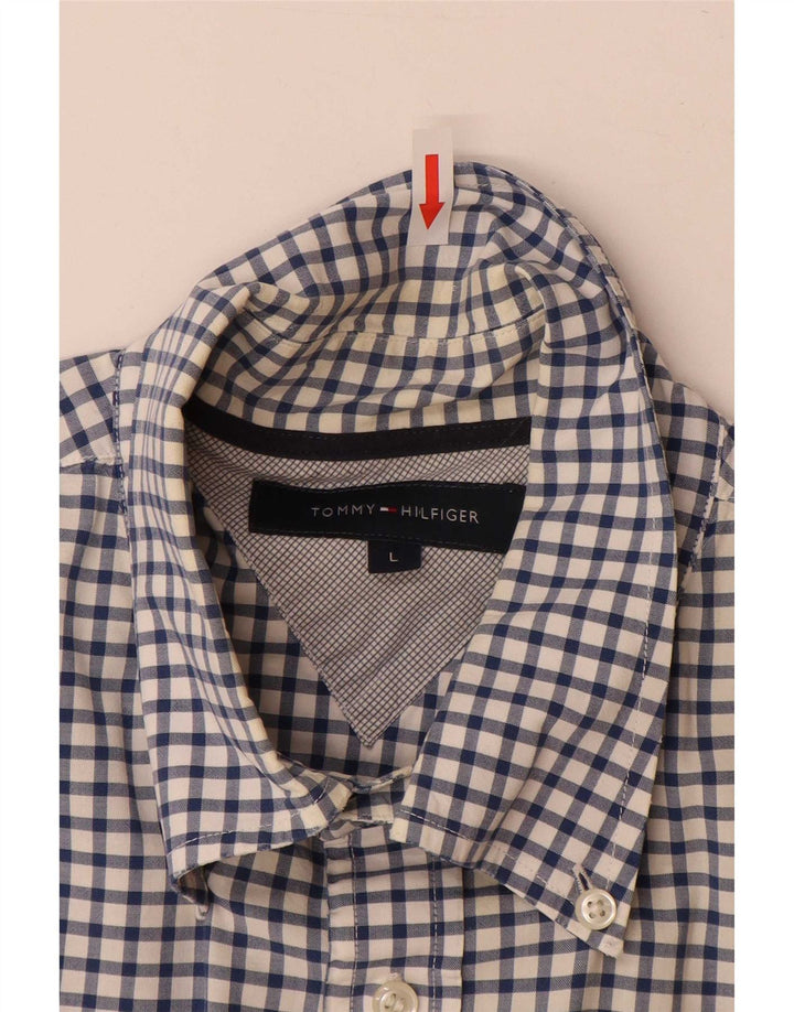 Мужская рубашка Tommy Hilfiger, большая синяя хлопковая клетка