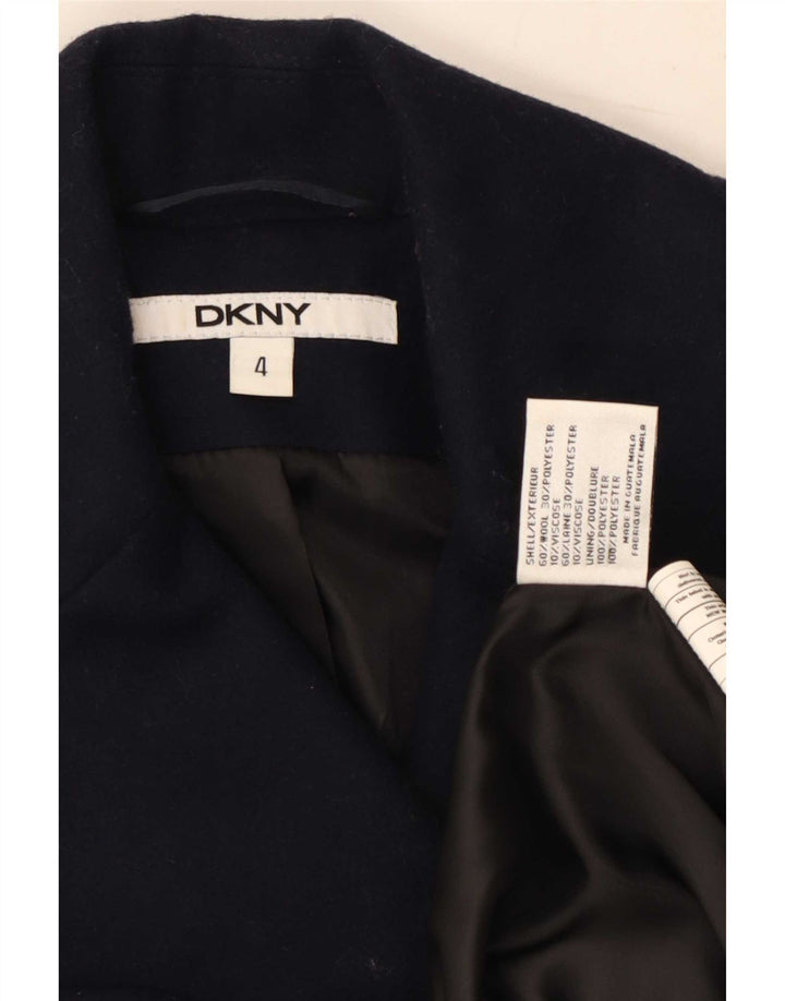 Женское двубортное пальто Dkny США 4, маленькое темно-синее шерстяное пальто