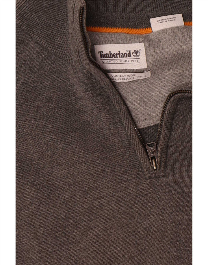 Мужской джемпер с воротником на молнии Timberland, маленький серый хлопковый свитер