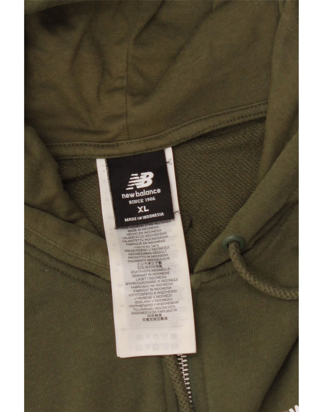 Мужской свитер с капюшоном NEW BALANCE на молнии XL, хлопок цвета хаки