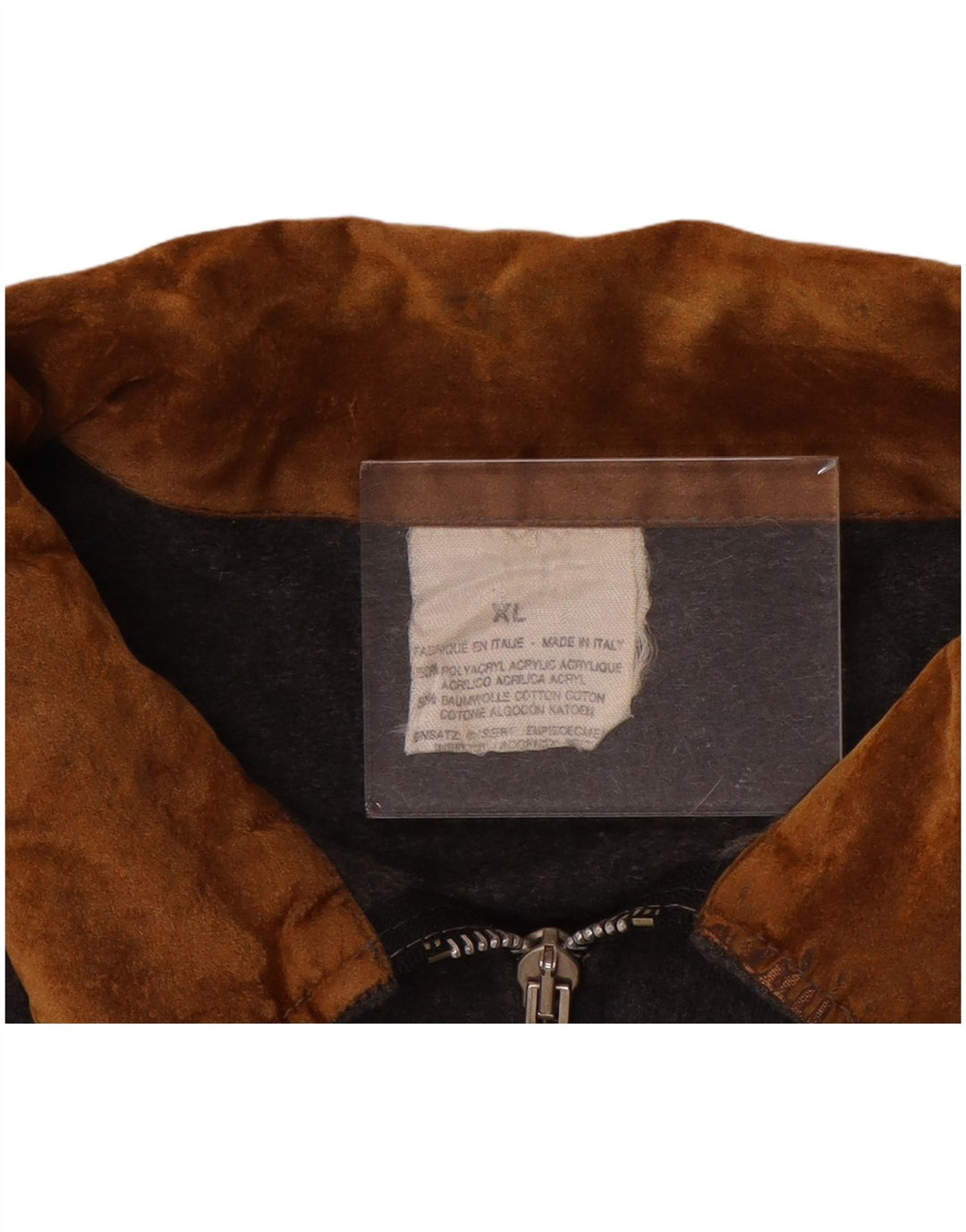 Винтажная мужская куртка-бомбер с графическим рисунком UK 42 XL, серая, акрил с цветными блоками