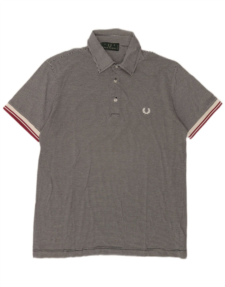 Мужская рубашка-поло Fred Perry, хлопковая темно-синяя полоска большого размера