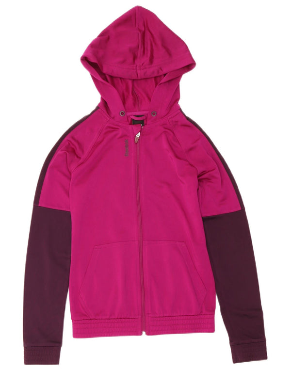 Женский свитер с капюшоном на молнии Reebok UK 4/6 XS Розовый с цветными блоками