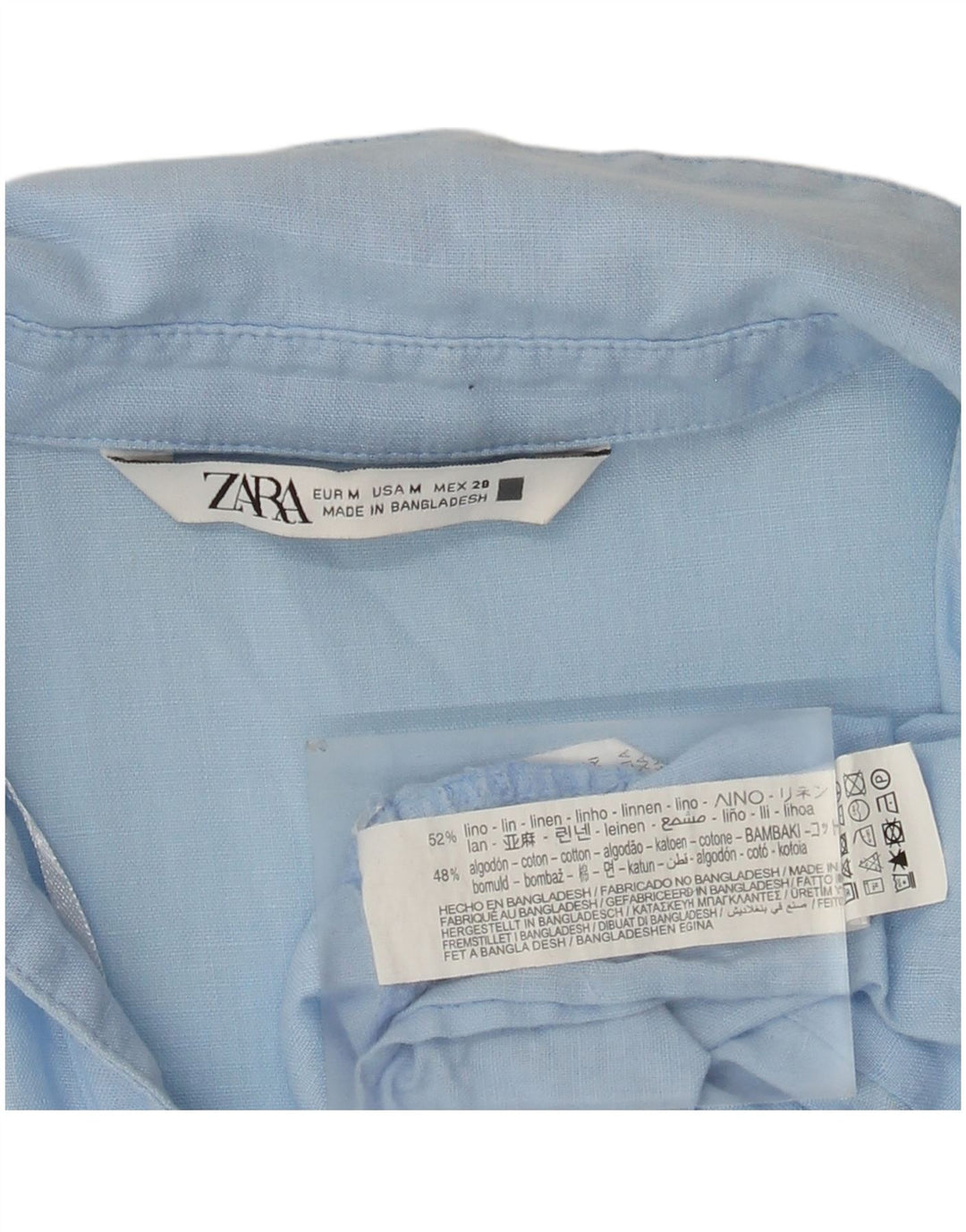 Женское многоярусное платье Zara UK 14, средний синий льняной цвет