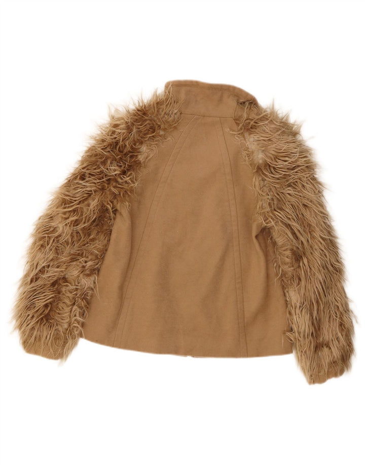 Женская куртка-бомбер из искусственного меха Zara UK 10, маленькая, бежевая шерсть