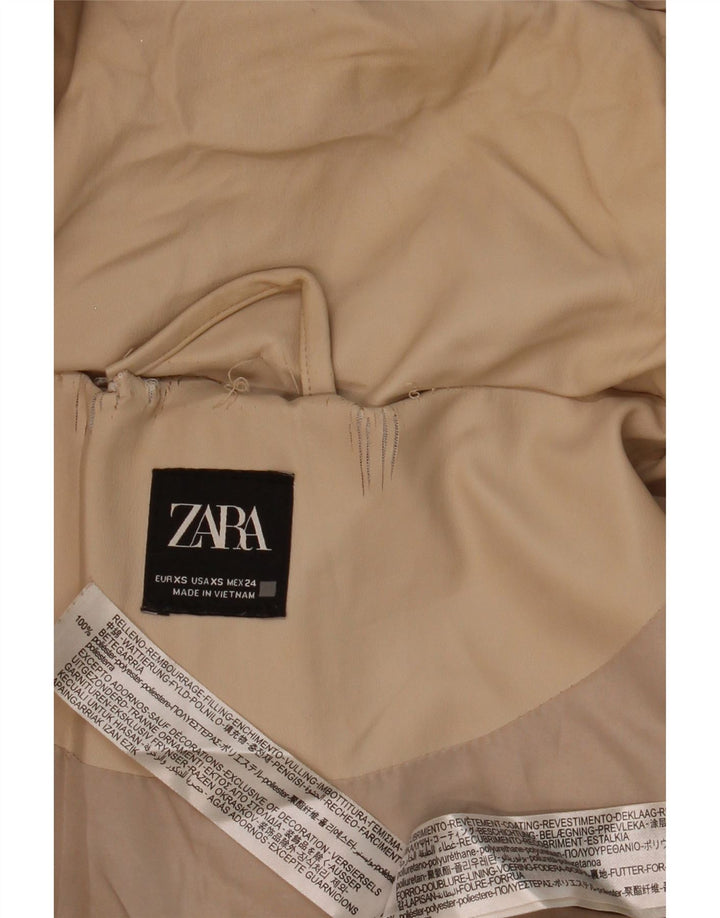 Женская пуховая куртка оверсайз с капюшоном Zara UK 6 XS, бежевый полиэстер